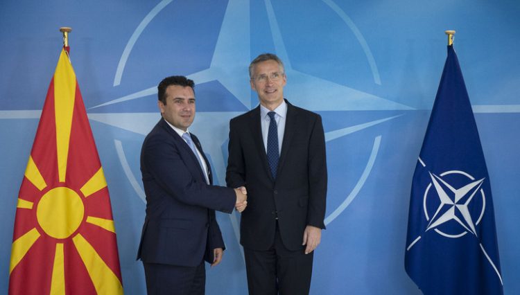 NATO Secretary General Jens Stoltenberg and the Prime Minister of the former Yugoslav Republic of Macedonia, Zoran Zaev