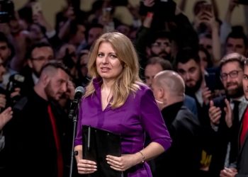 epa07474835 Slovak presidential candidate Zuzana Caputova speaks to journalists during an elections night at her election headquartes in the Slovakia's presidential election run-off in Bratislava, Slovakia, 30 March 2019. After most of votes counted Zuzana Caputova is heading for victory in the presidential run-off elections and Slovakia's first female president.  EPA/MARTIN DIVISEK