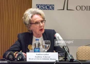 Audrey Glover, Head Ambassador of the OSCE/ODIHR, opens the Office for Democratic Institutions and Human Rights Election Observation Mission in Turkey for the Early Presidential and Parliamentary Elections of 2018, during a press conference at the Sheraton Hotel in Ankara, Turkey, on 24 May 2018. (Photo by Diego Cupolo/NurPhoto via Getty Images)
