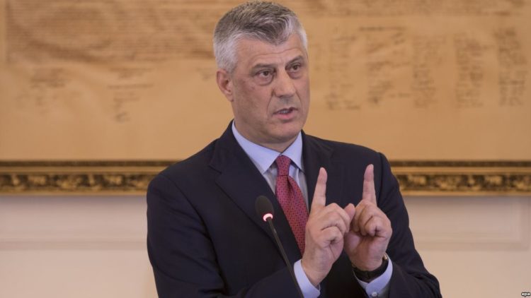 epa05837072 President of the Republic of Kosovo Hashim Thaci gestures during a press conference at his cabinet in Pristina, Kosovo 08 March 2017. Hashim Thaci backed up his decision he took on 07 March 2017 to submit to the Parliament the draft law on transforming the Kosovo Security Forces (KSF) into an Army. NATO Secretary General Jens Stoltenberg has released a statement saying that on 08 March 2017 he has spoken to Hashim Thaci to convey the serious concerns of NATO Allies about recent proposals by the Kosovo authorities to transform the Kosovo Security Force (KSF) into an armed force, without a constitutional change. However, should the mandate of the KSF now evolve in the way proposed, NATO will have to review its level of commitment, particularly in terms of capacity-building he said in the statement.  EPA/VALDRIN XHEMAJ