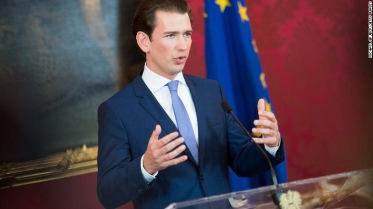 VIENNA, AUSTRIA - MAY 19: Austrian Chancellor Sebastian Kurz speaks during an press statement after a meeting with Austrian President Alexander Van der Bellen on May 19, 2019 in Vienna, Austria. (Photo by Michael Gruber/Getty Images)