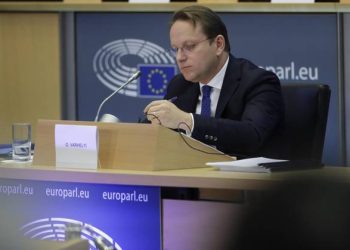 epa07994870 European Commissioner-designate in charge of neighborhood and enlargement policy, Oliver Varhelyi from Hungary during his hearing before the European Parliament in Brussels, Belgium, 14 November 2019.  EPA/OLIVIER HOSLET