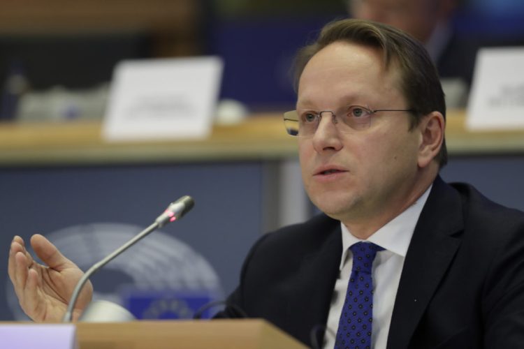 epa07994871 European Commissioner-designate in charge of neighborhood and enlargement policy, Oliver Varhelyi from Hungary during his hearing before the European Parliament in Brussels, Belgium, 14 November 2019.  EPA-EFE/OLIVIER HOSLET