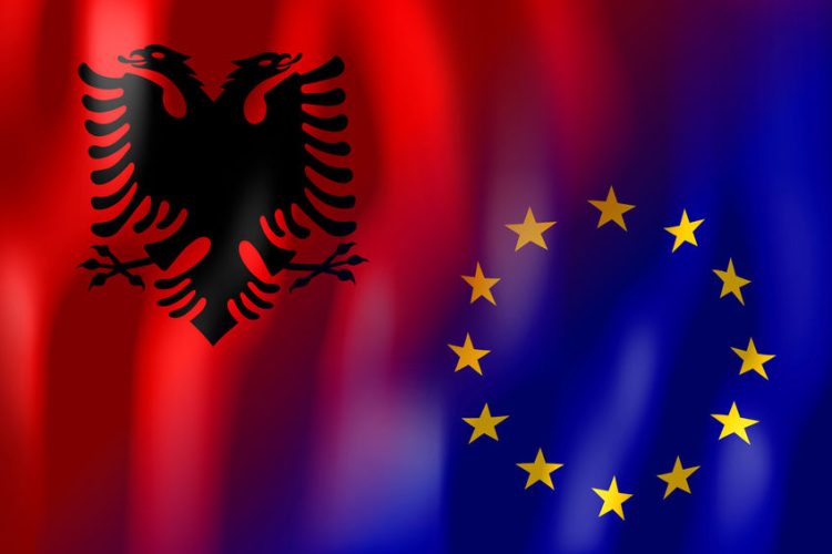 Albania and European Union flags
