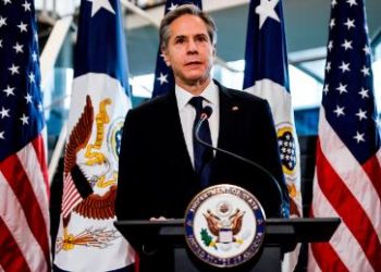 Newly confirmed US Secretary of State Antony Blinken speaks during a welcome ceremony at the State Department in Washington,DC on January 27, 2021. (Photo by CARLOS BARRIA / POOL / AFP) (Photo by CARLOS BARRIA/POOL/AFP via Getty Images)