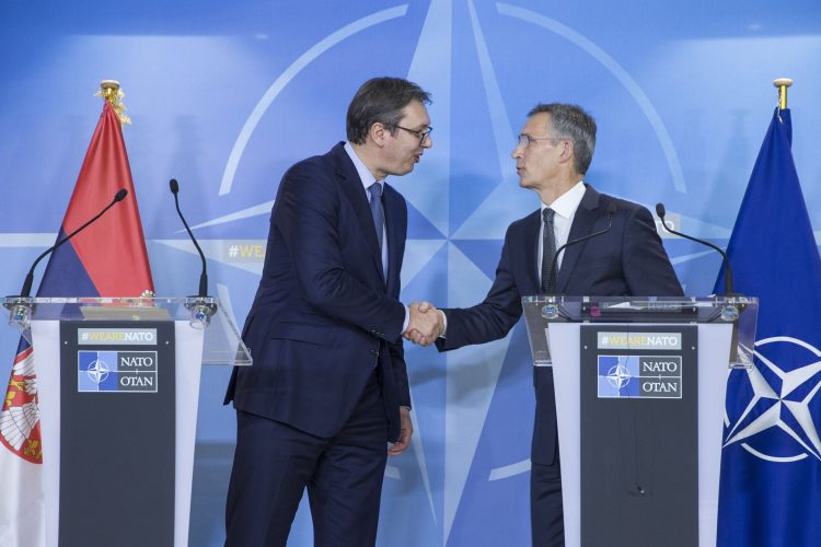 NATO Secretary General Jens Stoltenberg and the President of the Republic of Serbia Aleksandar Vucic.