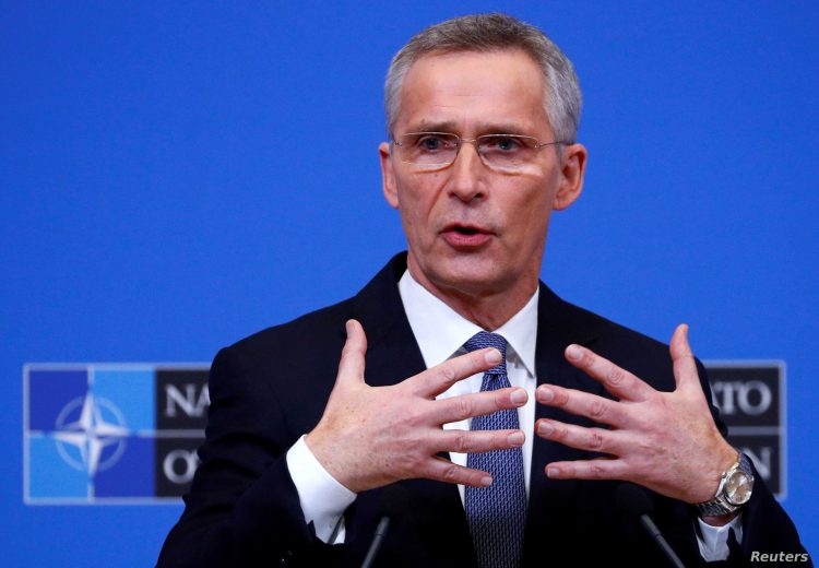 NATO Secretary General Jens Stoltenberg speaks at a news conference following a NATO defence ministers meeting at the Alliance headquarters in Brussels, Belgium February 12, 2020. REUTERS/Francois Lenoir