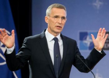 epa05845785 NATO Secretary General Jens Stoltenberg presents NATO's annual report for 2016 during a press conference at alliance headquarters in Brussels, Belgium, 13 March 2017.  EPA/STEPHANIE LECOCQ