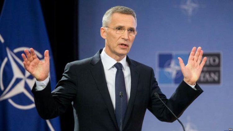 epa05845785 NATO Secretary General Jens Stoltenberg presents NATO's annual report for 2016 during a press conference at alliance headquarters in Brussels, Belgium, 13 March 2017.  EPA/STEPHANIE LECOCQ