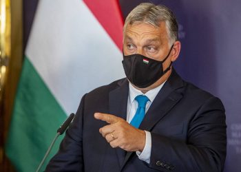 epa09495431 Hungarian Prime Minister Viktor Orban attends a press conference with Czech Prime Minister Andrej Babis after their meeting in Usti nad Labem, Czech Republic, 29 September 2021. Orban is on an official visit to the Czech Republic.  EPA-EFE/MARTIN DIVISEK