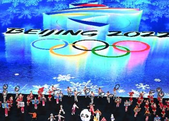 Performers dance in a pre-show ahead of the opening ceremony of the Beijing 2022 Winter Olympic Games, at the National Stadium, known as the Bird's Nest, in Beijing, on February 4, 2022. (Photo by Jewel SAMAD / AFP) (Photo by JEWEL SAMAD/AFP via Getty Images)