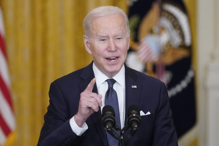 President Joe Biden speaks about Ukraine in the East Room of the White House, Tuesday, Feb. 15, 2022, in Washington. (AP Photo/Alex Brandon)