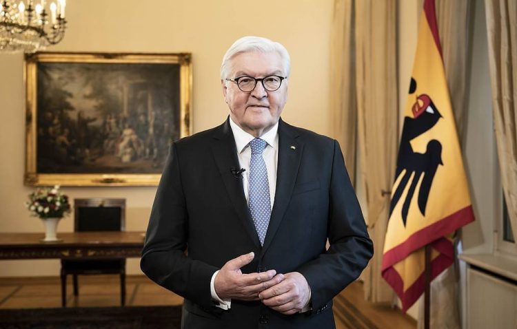 epa09112612 A handout photo made available by the German Government Press Office (BPA) shows German President Frank-Walter Steinmeier during the taping of his address to the nation, at Bellevue Palace in Berlin, Germany, 02 April 2021. Steinmeier addressed the population on the current pandemic coronavirus situation.  EPA-EFE/Sandra Steins / BPA HANDOUT  HANDOUT EDITORIAL USE ONLY/NO SALES