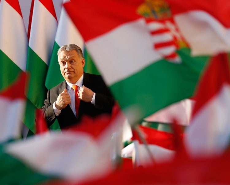 SZEKESFEHERVAR, HUNGARY - APRIL 06: Hungarian Prime Minister Viktor Orban attends his Fidesz party campaign closing rally on April 6, 2018 in Szekesfehervar, Hungary. Hungary will hold a parliamentary election on April 8, 2018.  (Photo by Laszlo Balogh/Getty Images)