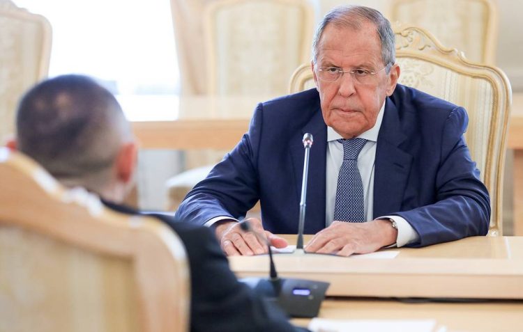 MOSCOW, RUSSIA  AUGUST 22, 2022: Russia's Foreign Minister Sergei Lavrov looks on during a meeting with Serbia's Interior Minister Aleksandar Vulin at the reception house of the Russian Ministry of Foreign Affairs in Spiridonovka Street. Russian Foreign Ministry Press Office/TASS

Ðîññèÿ. Ìîñêâà. Ìèíèñòð èíîñòðàííûõ äåë ÐÔ Ñåðãåé Ëàâðîâ è ìèíèñòð âíóòðåííèõ äåë Ñåðáèè Àëåêñàíäð Âóëèí (ñïðàâà íàëåâî) âî âðåìÿ ïåðåãîâîðîâ â Äîìå ïðèåìîâ ÌÈÄ ÐÔ íà Ñïèðèäîíîâêå. Âñòðå÷à ïîñâÿùåíà îáñóæäåíèþ ðÿäà âîïðîñîâ ðîññèéñêî-ñåðáñêîãî ñîòðóäíè÷åñòâà è îáìåíó ìíåíèÿìè ïî àêòóàëüíûì è ðåãèîíàëüíûì ïðîáëåìàì. Ïðåññ-ñëóæáà ÌÈÄ ÐÔ/ÒÀÑÑ