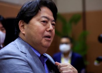 FILE PHOTO: Japan's Foreign Minister Yoshimasa Hayashi attends the ASEAN Regional Forum (ARF) during the ASEAN Foreign Ministers Meeting in Phnom Penh, Cambodia August 5, 2022. REUTERS/Soe Zeya Tun