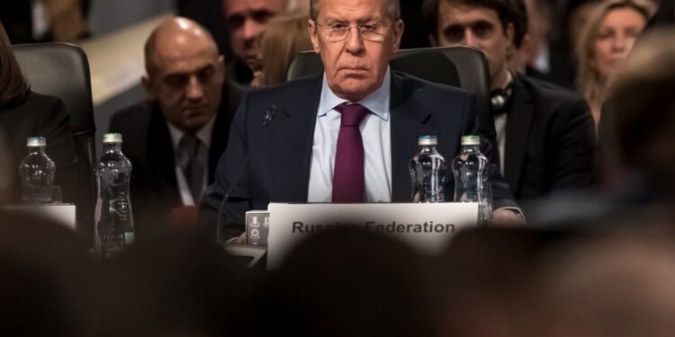 epa08046252 Russian Foreign Affairs Minister Sergei Lavrov attends the 26th Organization for Security and Co-operation in Europe (OSCE) Ministerial Council in Bratislava, Slovakia, 05 December 2019. The 26th OSCE Ministerial Council, bringing together Foreign Ministers from across the OSCE region, takes place on 05 and 06 December 2019.  EPA-EFE/MARTIN DIVISEK