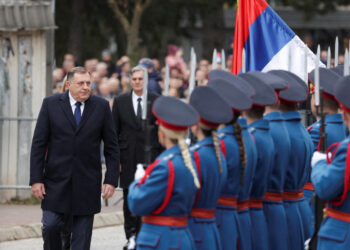 FILE PHOTO: President of Republika Srpska (Serb Republic) Milorad Dodik attends Serb Republic national holiday, banned by the constitutional court, in East Sarajevo, Bosnia and Herzegovina, January 9, 2023. REUTERS/Dado Ruvic