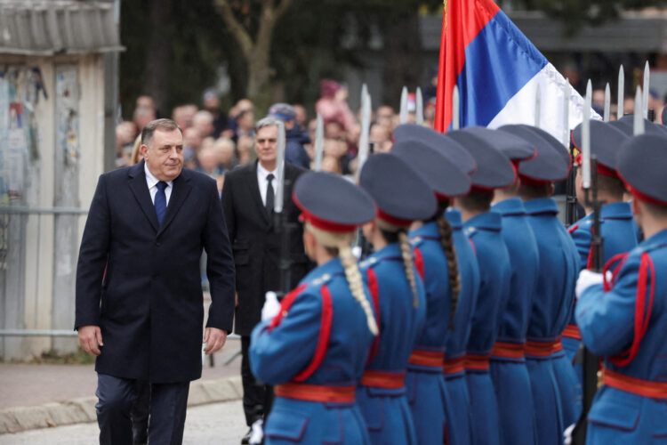 FILE PHOTO: President of Republika Srpska (Serb Republic) Milorad Dodik attends Serb Republic national holiday, banned by the constitutional court, in East Sarajevo, Bosnia and Herzegovina, January 9, 2023. REUTERS/Dado Ruvic