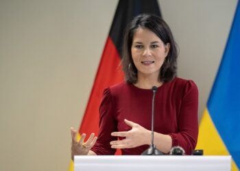 FILED - Annalena Baerbock, Germany's Foreign Minister, holds a press conference with Vincent Biruta (not pictured), Rwanda's Foreign Minister, following their meeting. Photo: Hannes P. Albert/dpa