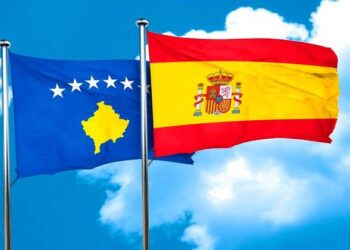 Kosovo flag with Spain flag, 3D rendering xFotosearchxLBRFx xargusx ESY-043958287