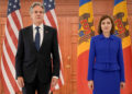 U.S. Secretary of State Antony Blinken poses with Moldova's President Maia Sandu at the Presidential Palace in Chisinau, Moldova, May 29, 2024. Vadim Ghirda/Pool via REUTERS