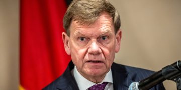 28 May 2025, US, Washington: German Foreign Minister Johann Wadephul speaks during a press statement following the meeting with his US counterpart Marco Rubio at the State Department. Photo: Michael Kappeler/dpa
