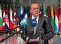 German Minister of Defense Boris Pistorius gives a press statement before the meeting of the International Contact Group (UDCG) to coordinate military support for Ukraine at NATO headquarters. Photo: Helena Dolderer/dpa