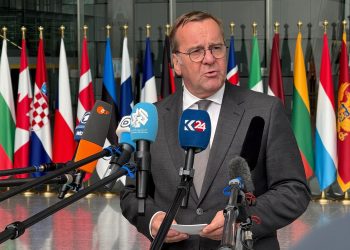 German Minister of Defense Boris Pistorius gives a press statement before the meeting of the International Contact Group (UDCG) to coordinate military support for Ukraine at NATO headquarters. Photo: Helena Dolderer/dpa