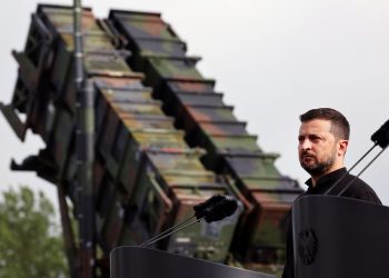 Ukrainian President Volodymyr Zelenskiy looks on during a visit to a military training area to find out about the training of Ukrainian soldiers on the “Patriot” anti-aircraft missile system, at an undisclosed location, in Germany, June 11, 2024.   Jens Buttner/Pool via REUTERS