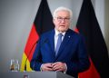 German President Frank-Walter Steinmeier speaks at a press conference with the President of Latvia, Rinkevics, at the President's official residence. Photo: Bernd von Jutrczenka/dpa
