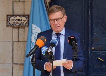 01 August 2025, Israel, Jerusalem: German Foreign Minister Johann Wadephul makes a statement after his talks at the United Nations for the Middle East peace process. Photo: Soeren Stache/dpa
