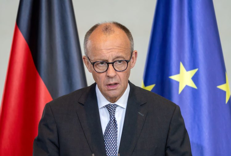 German Chancellor Friedrich Merz attends a joint press conference at the Federal Chancellery. Photo: Soeren Stache/dpa