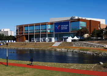 The media center for the Asia-Pacific Economic Cooperation (APEC) in Gyeongju, South Korea, on Tuesday, Oct. 28, 2025. US President Donald Trump and Chinese President Xi Jinping will meet on Thursday on the sidelines of the APEC summit, the White House announced, as the leaders of the world's two largest economies look to deescalate a simmering trade war. Photographer: SeongJoon Cho/Bloomberg