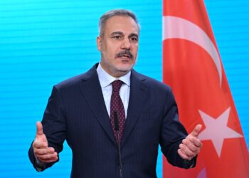 FILED - 28 November 2025, Berlin: Turkish Foreign Minister Hakan Fidan speaks at a press conference in Berlin. Photo: Soeren Stache/dpa