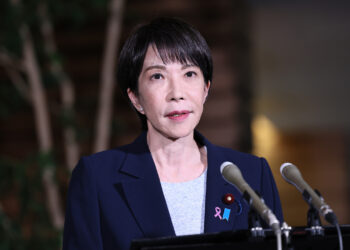 Japanese Prime Minister Sanae Takaichi speaks to reporters ahead of the 48th anniversary of Megumi Yokota's abduction at the Prime Minister's Office in Tokyo, on November 14, 2025. Megumi was abducted by a North Korean agent on her way home from school in Niigata City at the age of 13 on November 15, 1977. ( The Yomiuri Shimbun via AP Images )