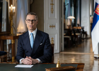 Tasavallan presidentti Alexander Stubbin uudenvuodenpuhe 1.1.2025. Kuva: Matti Porre/Tasavallan presidentin kanslia