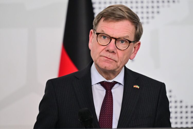 22 January 2026, Ethiopia, Addis Abeba: German Foreign Minister Johann Wadephul speaks during a joint press conference with Ethiopian Foreign Minister Gedion Timothewos Hessebon (not pictured) at the Ethiopian Foreign Ministry. Photo: Sebastian Gollnow/dpa