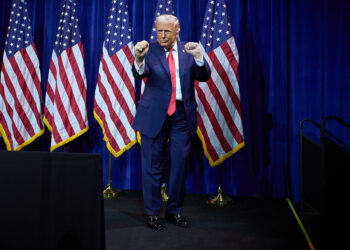 FILE - President Donald Trump dances as he walks off stage after speaking to House Republican lawmakers during their annual policy retreat, Tuesday, Jan. 6, 2026, in Washington. (AP Photo/Evan Vucci, File)