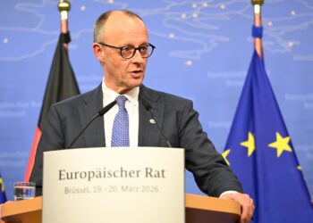 German Chancellor Friedrich Merz speaks during a press conference following the EU summit of heads of state and government. Photo: Markus Lenhardt/dpa