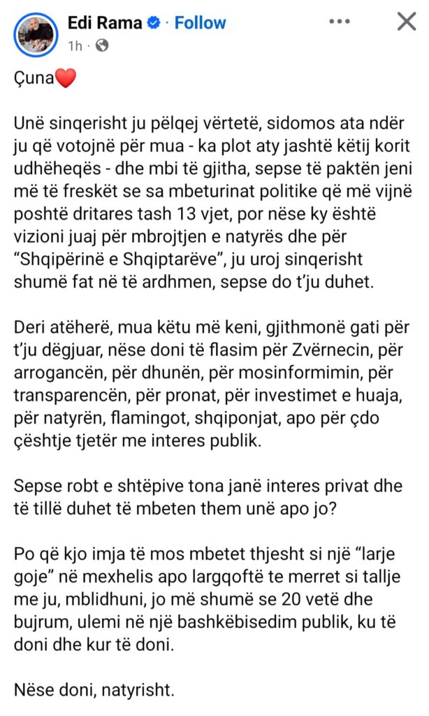 Edi Rama fton protestuesit e Zvërnecit në bashkëbisedim publik   Bujrum  ulemi e flasim 