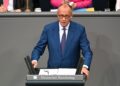 German Chancellor Friedrich Merz delivers a government statement on the current political situation during the plenary session of the German Parliament (Bundestag). Photo: Elisa Schu/dpa
