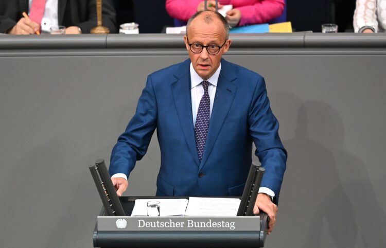 German Chancellor Friedrich Merz delivers a government statement on the current political situation during the plenary session of the German Parliament (Bundestag). Photo: Elisa Schu/dpa