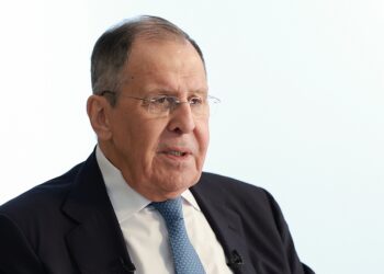 RUSSIA, MOSCOW - JULY 16, 2026: Russia's Minister of Foreign Affairs Sergei Lavrov during an interview with TASS General Director Kondrashov. Alexander Shcherbak/TASS