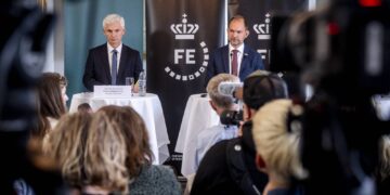 Denmark's defence minister Jeppe Bruus and the chief of the Defense Intelligence Service Thomas Ahrenkiel hold a press conference in connection with the release of a new Defense Intelligence Service assessment of the threat from Russia at the Commandant's House at Kastellet in Copenhagen, Denmark, on September 24, 2026. Picture: Ida Marie Odgaard / Ritzau Scanpix / AFP via Getty Images