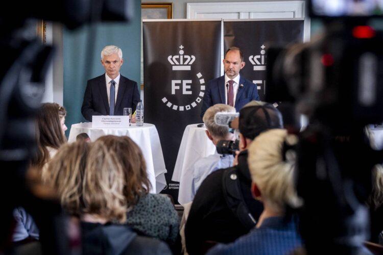 Denmark's defence minister Jeppe Bruus and the chief of the Defense Intelligence Service Thomas Ahrenkiel hold a press conference in connection with the release of a new Defense Intelligence Service assessment of the threat from Russia at the Commandant's House at Kastellet in Copenhagen, Denmark, on September 24, 2026. Picture: Ida Marie Odgaard / Ritzau Scanpix / AFP via Getty Images
