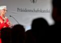 European Central Bank President Christine Lagarde speaks on stage during the event "Hofburg in Dialogue: Economy, Europe, Resilience" at the Hofburg Palace in Vienna, Austria, on September 14, 2026. (Photo by HANS KLAUS TECHT / APA / AFP) / Austria OUT