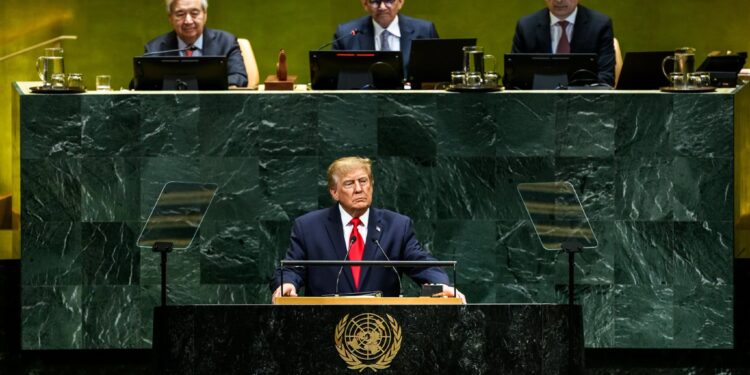President Donald J. Trump delivers remarks to the 81st session of the United Nations General Assembly, Tuesday, September 22, 2026, at U.N. Headquarters in New York City. (Official White House Photo by Daniel Torok)