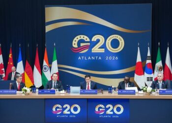 Britain's Foreign Secretary Ed Miliband, Poland's Foreign Minister Radoslaw Sikorski and Secretary of State Marco Rubio attend the G20 Foreign Ministers' Meeting in Atlanta, Friday, Oct. 30, 2026. (Megan Varner/Pool Photo via AP)