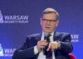 German Foreign Minister Johann Wadephul speaks at the Warsaw Security Forum. Photo: Jörg Blank/dpa